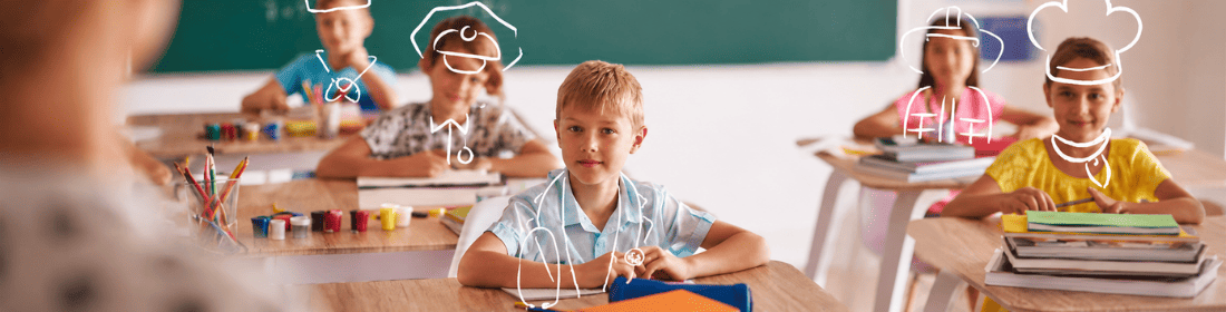 Students focused at their desks in a classroom, each imagining a different future career